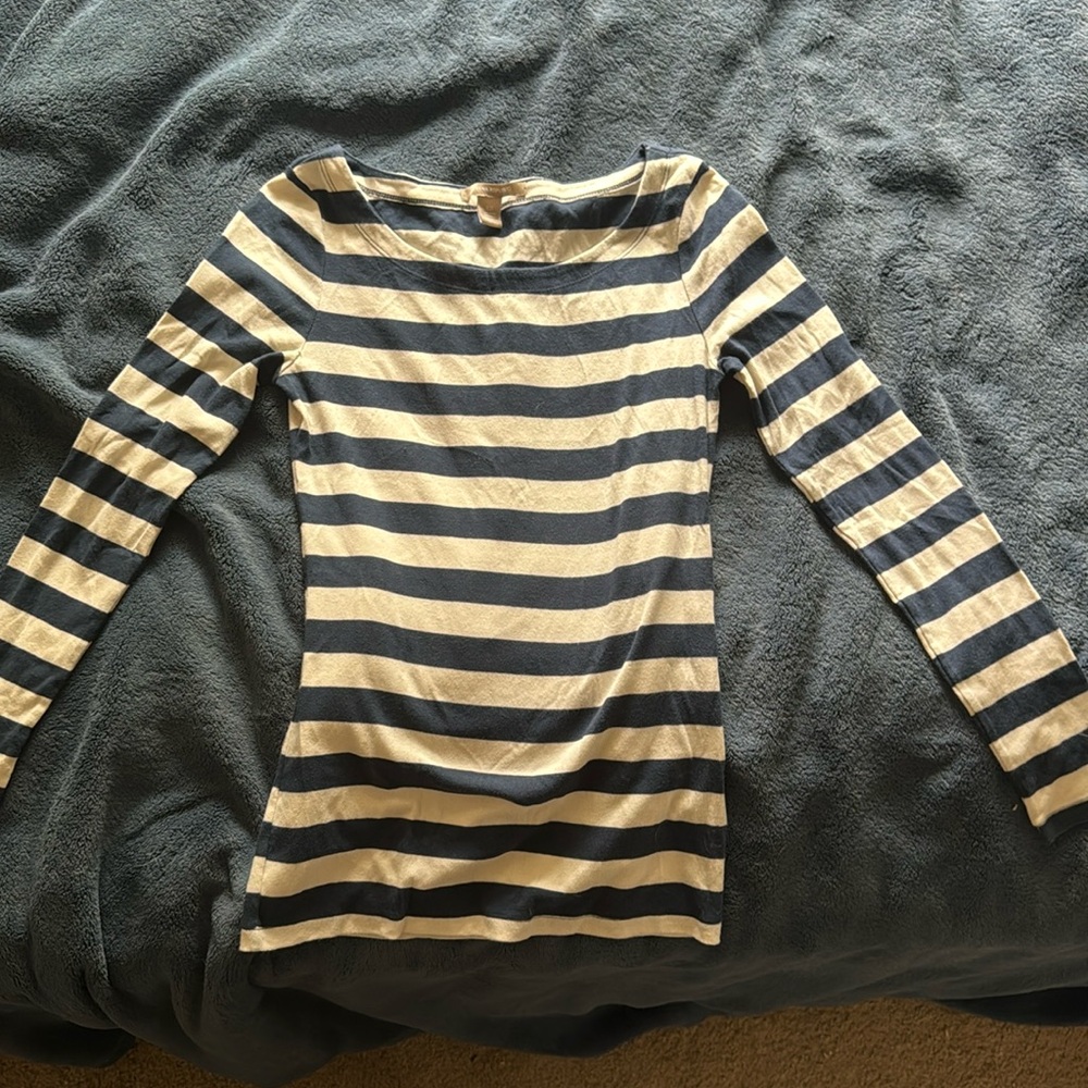 Blue and White Striped Long Sleeve Banana Republic Shirt